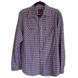 Sahara Club Men's Size Large Purple Plaid Long Sleeve Button Down Shirt Pockets